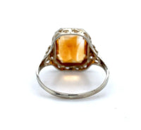 14k White Gold 4.97 Carat Genuine Natural Citrine Filigree Ring Size 9 (#J6367)