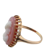 10k Yellow Gold Genuine Natural Agate Stone Cameo Ring Fine Carving (#J7058)