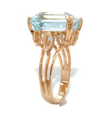 14k Yellow Gold 10 Carat Emerald Cut Genuine Natural Aquamarine Ring (#J7415)