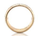 14k Gold Hand Engraved Wide Genuine Natural Diamond Wedding Band Size 5 (#J6915)