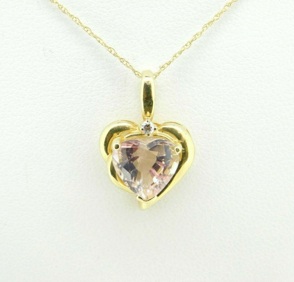 14k Yellow Gold Heart 2.39ct Genuine Natural Morganite Pendant (#J768)