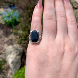 10k White Gold Filigree Genuine Natural Black Onyx Ring Size 5.25 (#J7264)