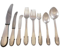 Beaded by Georg Jensen Sterling Silver Flatware Set for 8 Service 64 pcs Dinner