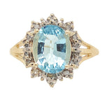 10k Yellow Gold 1.58 Carat Genuine Natural Aquamarine Ring w/ Diamonds (#J6769)