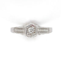 14k White Gold Child's Genuine Natural Diamond Hand Engraved Ring (#J6308)