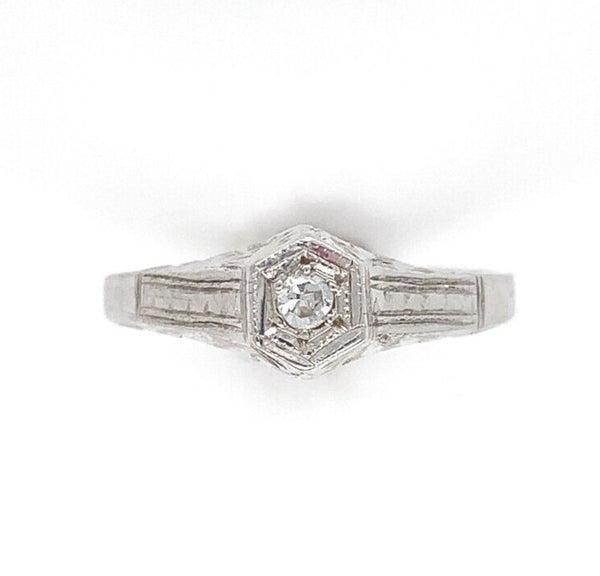 14k White Gold Child's Genuine Natural Diamond Hand Engraved Ring (#J6308)