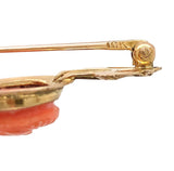 Victorian 10k Yellow Gold Genuine Natural Coral Cameo Bar Pin Jewelry (#J7341)