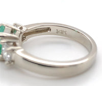 14k White Gold .90ct Columbian Genuine Emerald Diamond Ring w/Report (#J7166)