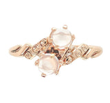 10k Rose Gold Two-Stone Genuine Natural Victorian Moonstone Ring (#J6927)