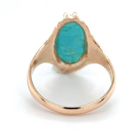 10k Rose Gold Arts and Crafts Genuine Natural Turquoise Ring Size 6 (#J6566)