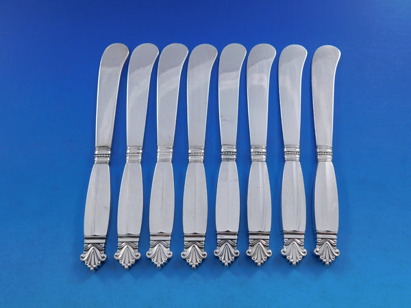 Acanthus by Georg Jensen Sterling Silver Butter Spreader HH AS Paddle Set 8 pcs