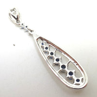 14k Gold Genuine Natural Blue Sapphire Drop Pendant with Diamonds (#J1102)