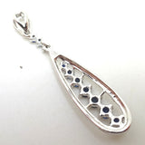 14k Gold Genuine Natural Blue Sapphire Drop Pendant with Diamonds (#J1102)