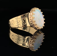 18k and 14k Yellow Gold 1.74 Carat Australian Genuine Natural Opal Ring (#J6571)