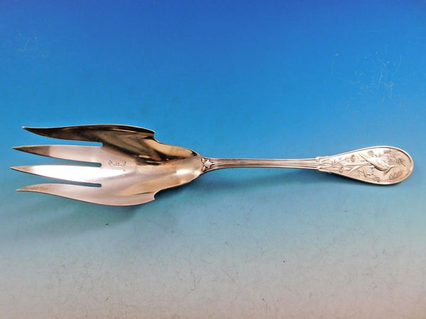 Japanese by Tiffany and Co Sterling Silver Salad Serving Fork 9 7/8" Bird motif