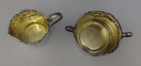 Dominick & Haff Sugar Bowl and Creamer 2pc w/Repoussed Scrollwork #552 (#0350)