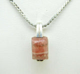 Sterling Genuine Natural Rhodochrosite Pendant 10x7.3mm Rectangular (#J5029)