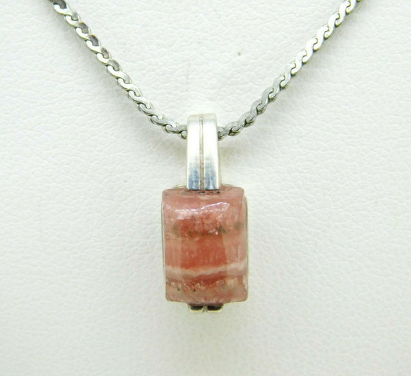 Sterling Genuine Natural Rhodochrosite Pendant 10x7.3mm Rectangular (#J5029)