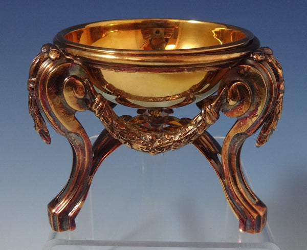 Tiffany & Co. Sterling Silver Salt Dip w/Tongs Vermeil 3 1/8" X 3 3/8" (#0939)