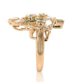 14k Yellow Gold 1.50 Carat TW Diamond Ring Bouquet of Flowers Size 6 (#J7015)