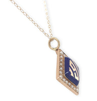 14k Yellow Gold Seed Pearl Enamel 1917 Pendant with 14k Chain Jewelry (#J7258)
