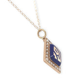 14k Yellow Gold Seed Pearl Enamel 1917 Pendant with 14k Chain Jewelry (#J7258)