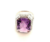 18k Gold Filigree Art Deco Large 9 Carat Genuine Natural Amethyst Ring (#J5267)