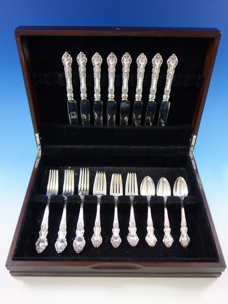 Meadow Rose by Watson/Wallace Sterling Silver Flatware Set for 8 Service 32 pcs
