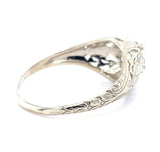 14k White Gold Art Deco .78ct Genuine Natural Diamond Filigree Ring GIA (#J5194)