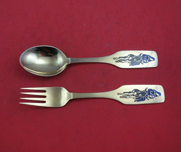 Christmas by A. Michelsen Sterling Silver Fork and Spoon Set 2pc 1966 Vermeil