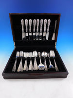Rose by Stieff Sterling Silver Flatware Set For 8 Service 45 Pieces Repousse