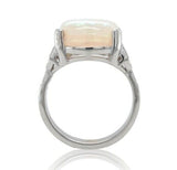 18k White Gold Large 6.88 Carat Genuine Australian Opal Diamond Ring (#J7009)