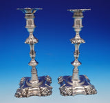 English Georgian Sterling Silver Candlestick Pair 9 1/4" 35.4 ozt. TW (#8975)