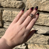 14k Yellow Rosey Gold Retro Synthetic Lab-Created Ruby Dome Ring (#J6311)