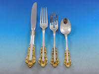 Medici Golden Accent by Gorham Sterling Silver Flatware Set 6 Service 39 Pieces