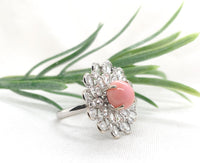 18k White Gold 3.46 Carat Conch Pearl and Rose Cut Diamond Ring w/ Report #J7224