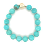 Genuine Natural Kingman Turquoise 12mm Bead Bracelet with 14k Clasp (#J6588)