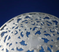 Glass Trivet Plate for Drinking Glass with Sterling Silver Overlay 3" (#5428)