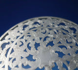 Glass Trivet Plate for Drinking Glass with Sterling Silver Overlay 3" (#5428)