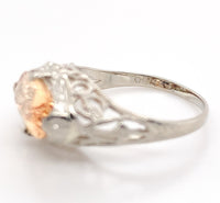 14k White Gold Filigree 2 Carat Precious Genuine Natural Topaz Ring (#J7209)