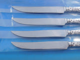 Lily by Whiting Sterling Silver Steak Knife Set 4pc Large Texas Sized Custom
