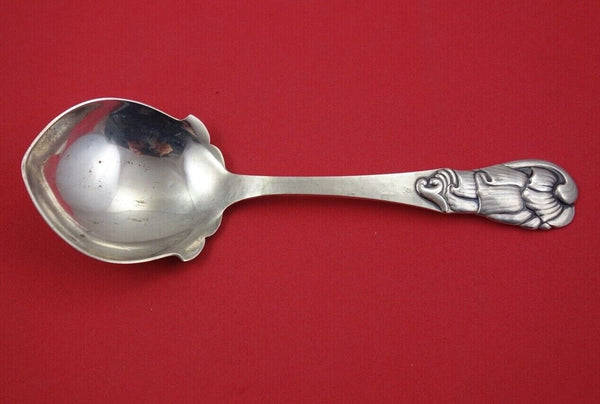 Danish Sterling by Various Makers Sterling Silver Berry Spoon shell handmade 8"