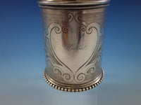 Gorham Coin Silver Baby Child's Cup Mug Engine Turned Chased and Brite-Cut #57