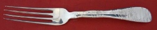 Lap Over Edge Acid Etched By Tiffany Sterling Dinner Fork w/ Maple Leaves 8"