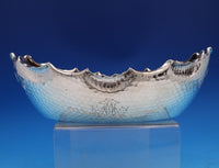 German .800 Silver Bowl Hammered Aesthetic w/ Ruffled Edge 9 1/2" Long (#3908)