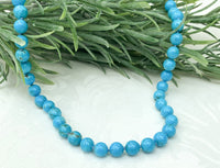 Fine 8mm Ithaca Peak Blue Genuine Turquoise Strand of Beads Necklace (#J7233)