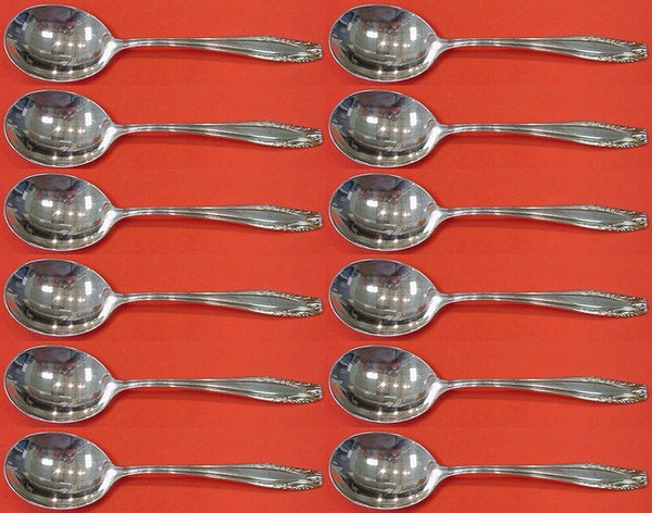 Stradivari by Wallace Sterling Silver Cream Soup Spoon Set 12 pieces 6"