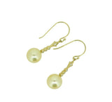 14k Yellow Gold 9.5mm Golden South Sea Pearl Dangle Earrings (#J4615)