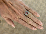 14k White Gold Jedi Red Genuine Natural Spinel and Diamond Ring (#J5260)