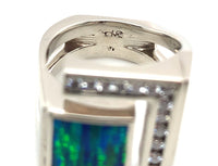 14k White Gold Custom Genuine Natural Opal Diamond Ring by Harry Roa (#J7309)
